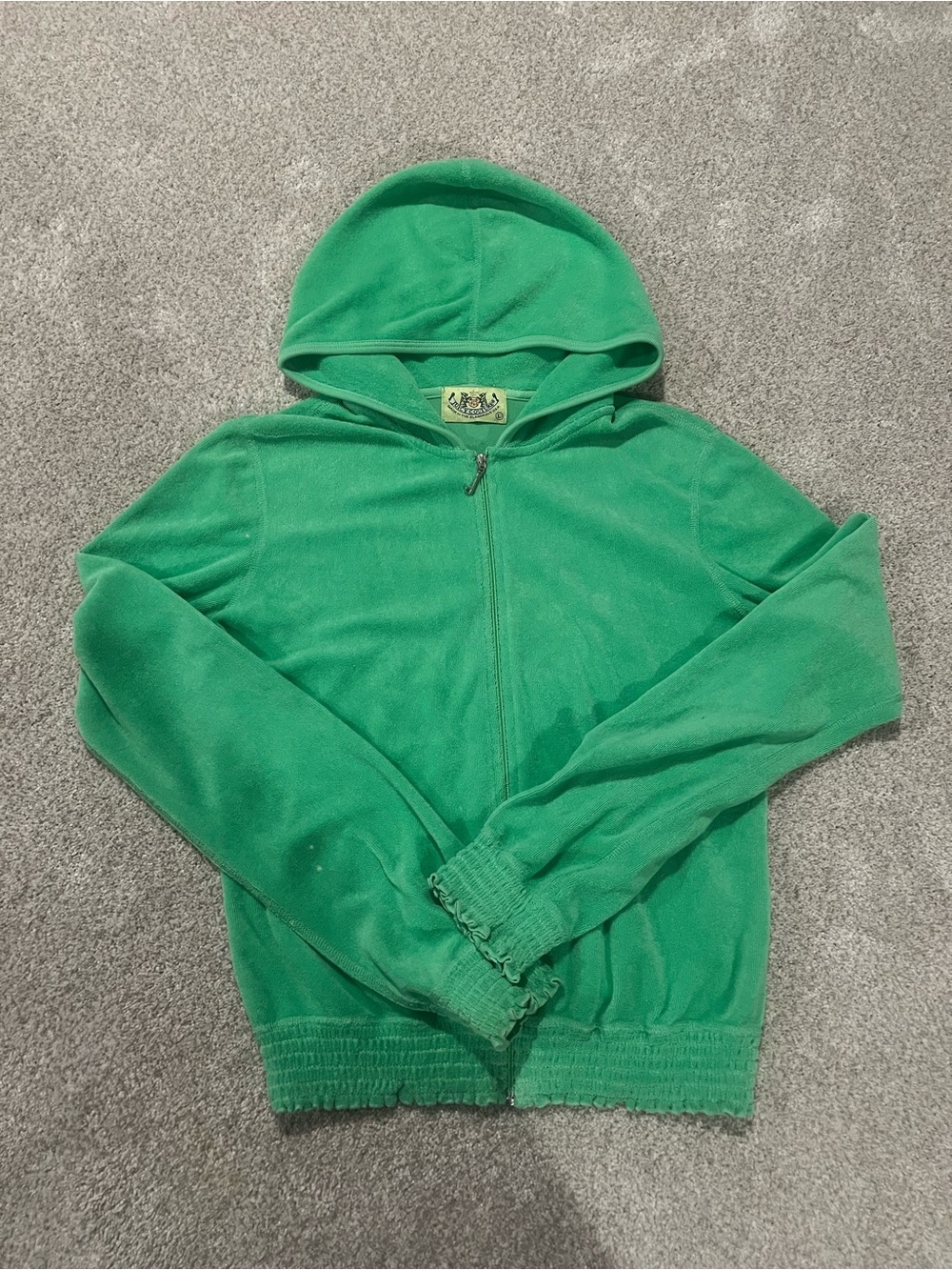 Vintage Juicy Couture Bright Green Hooded Fleece Jacket Sz L
